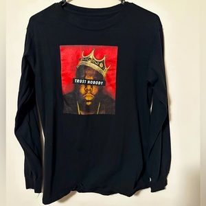 Lil Biggie “trust nobody” love sleeve black tee, small